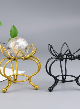 速发创款合金水花新意莲晶球原石底座铁艺支架托架装饰摆件