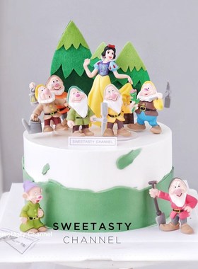 速发白主公饰和七个小矮人蛋糕装雪品儿童孩生宝宝公主摆件插件