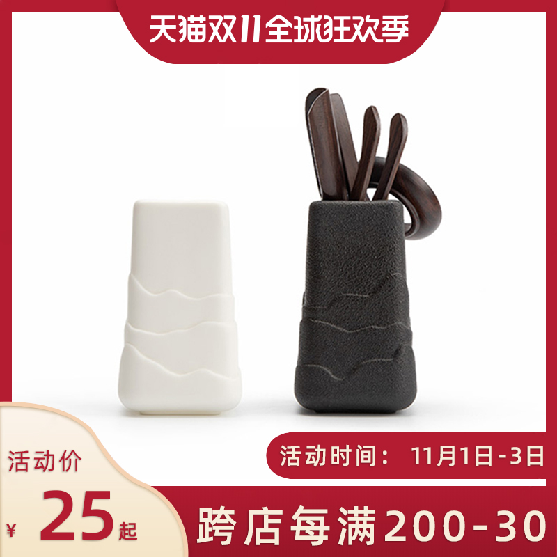 速发 四方茶功六君子套装黑檀木家用道夫茶茶零配件具夹