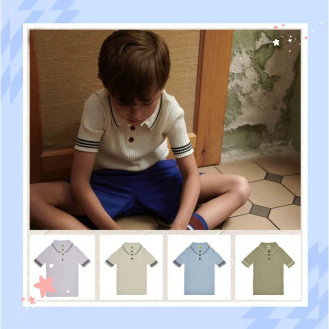 男女儿童短袖短袖透气海军风翻领