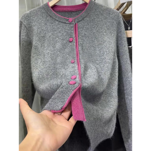 今年流行漂亮针织开衫外套女秋冬季新款高级感拼色超好看软糯上衣