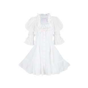 秋上新|象牙白 粉色抽绳复古木耳边上衣衬衫裙 Selkie Collection