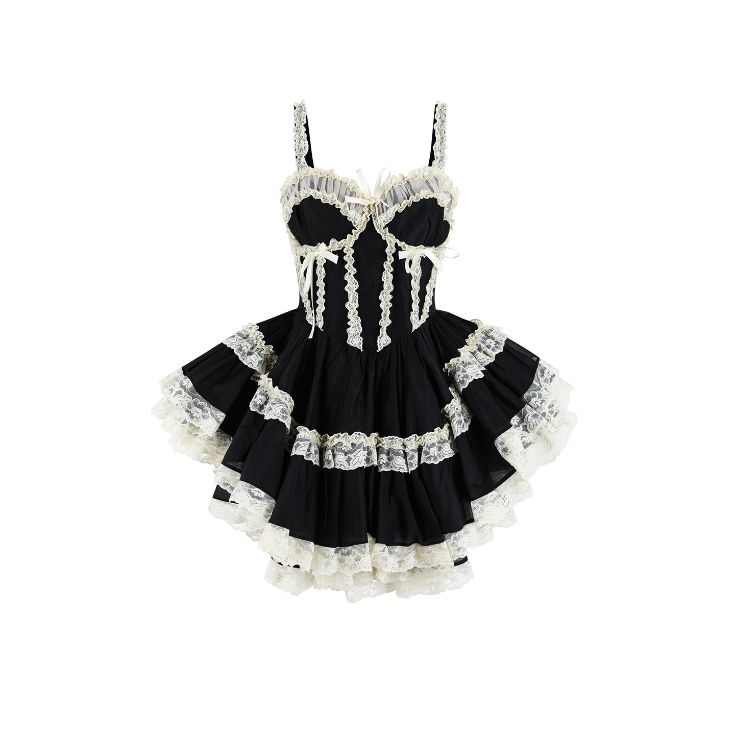 黑白蕾丝连衣裙，纯欲感拉满