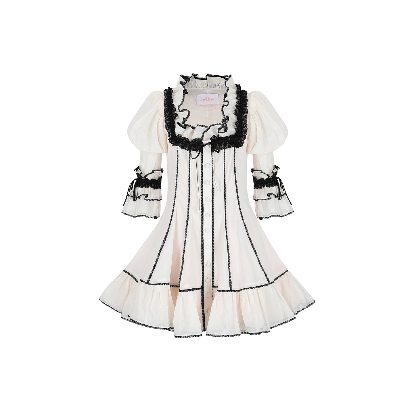 早春上新|《自由》连衣裙 粉墨撞色 黑色蕾丝锁边