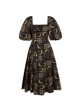 Day Dress 纯棉连衣裙 黑底星月棋盘格Selkie collection