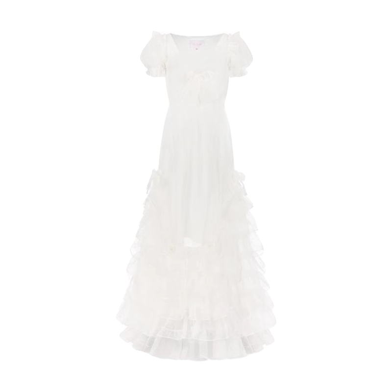 Selkie象牙白真丝及踝连衣裙