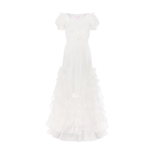 Selkie象牙白真丝及踝连衣裙