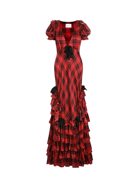 圣诞特辑|复古苏格兰格纹红底方格及地连衣裙Selkie Collection