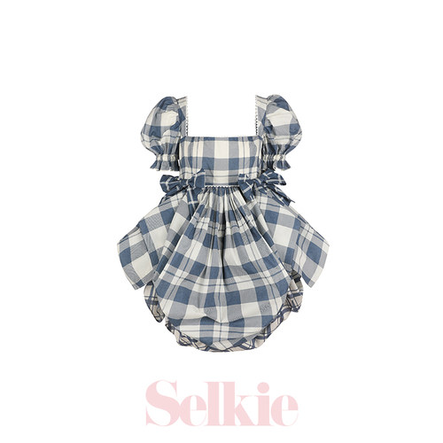 Selkie复古海盐格纹蝴蝶连衣裙