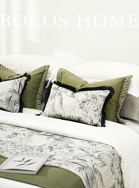 柏洛斯Scribe『执笔』轻奢绿色卧室腰枕套背靠高级感抱枕套定制