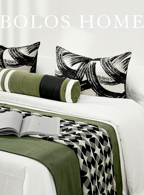 柏洛斯Verdant『青木』高端轻奢绿色卧室床上腰枕靠垫高级感抱枕