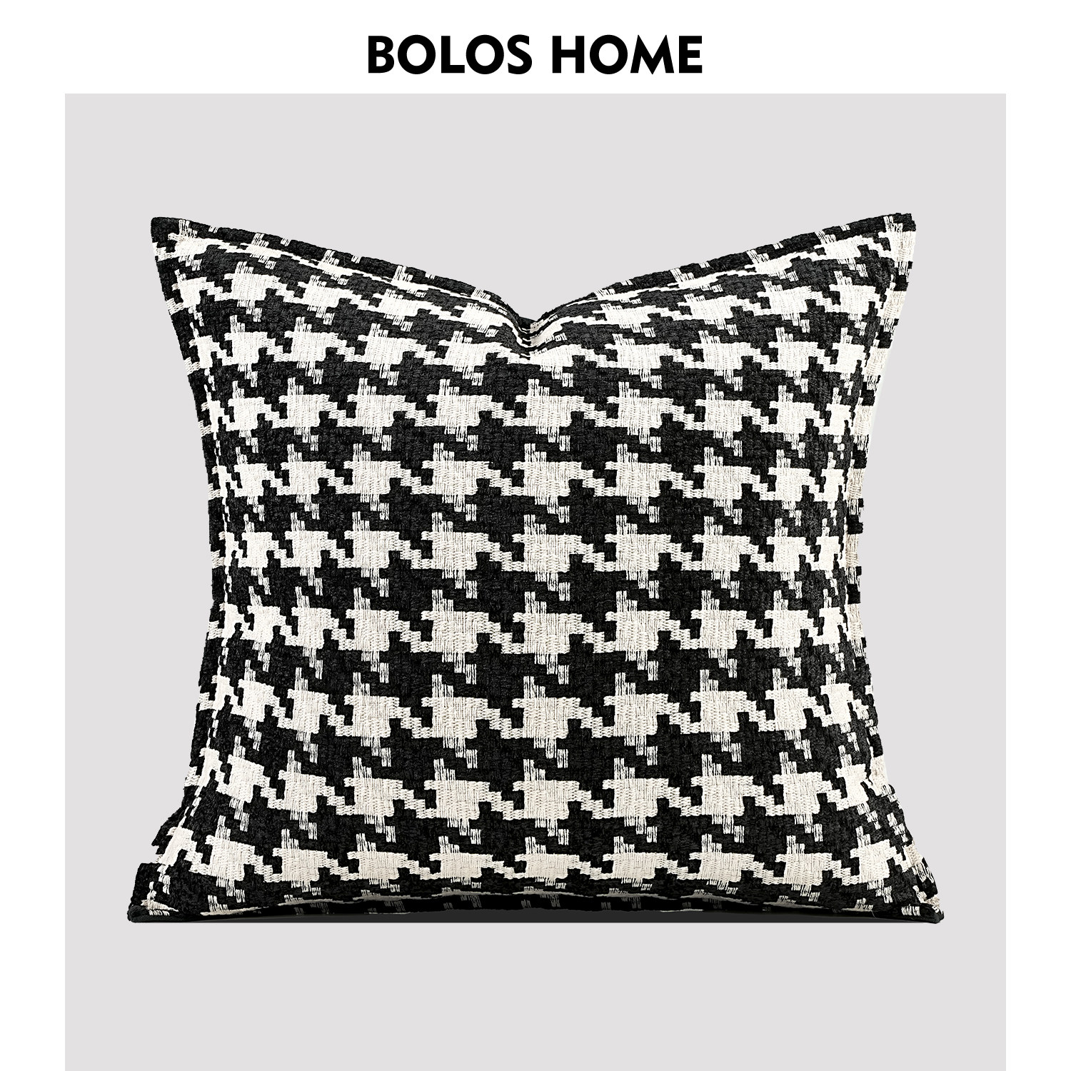 BOLOS HOME 轻奢经典黑白千鸟格抱枕样板间定制客厅沙发卧室靠垫图片