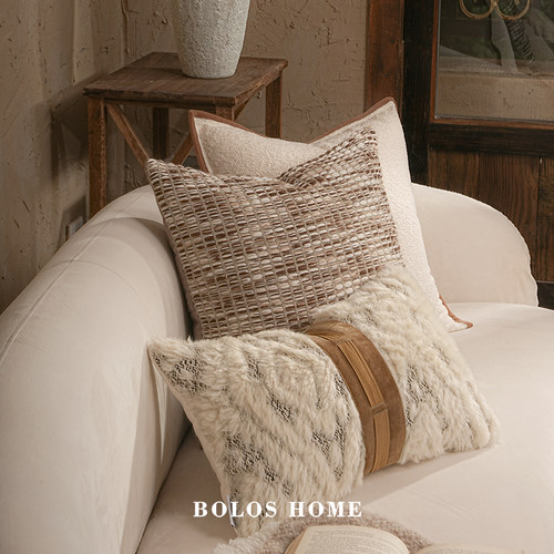 柏洛斯腰靠垫羊毛长条腰枕