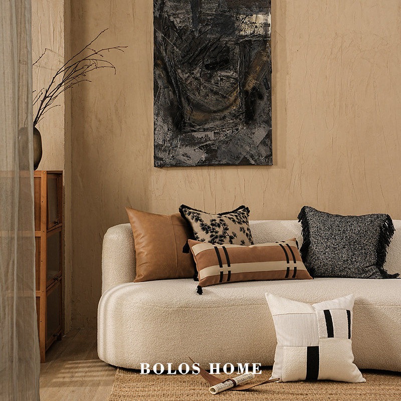 柏洛斯Silent wind时暮系列轻奢客厅沙发背靠腰垫抱枕组合高级感