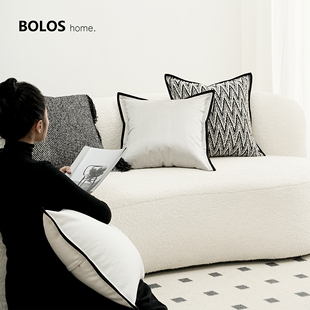 柏洛斯Rhythm『情韵』现代简约黑白棉羊毛沙发卧室抱枕腰靠样板间