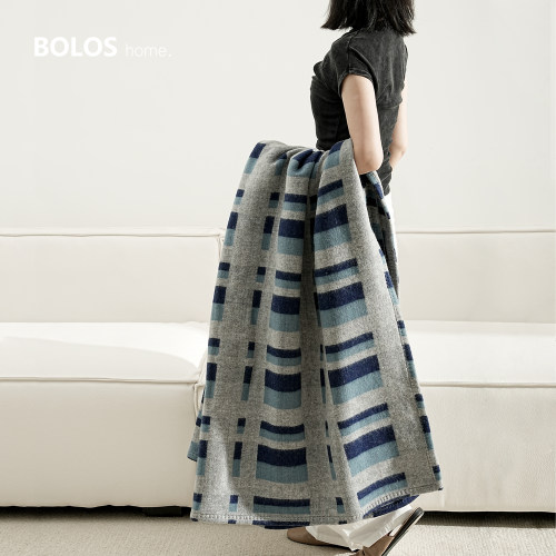BOLOS HOME轻奢北欧风蓝盒钢琴键羊毛毯子沙发毛毯盖毯床尾巾搭巾