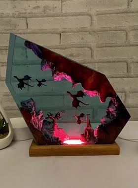 火龙和冰龙树脂灯3D龙台灯