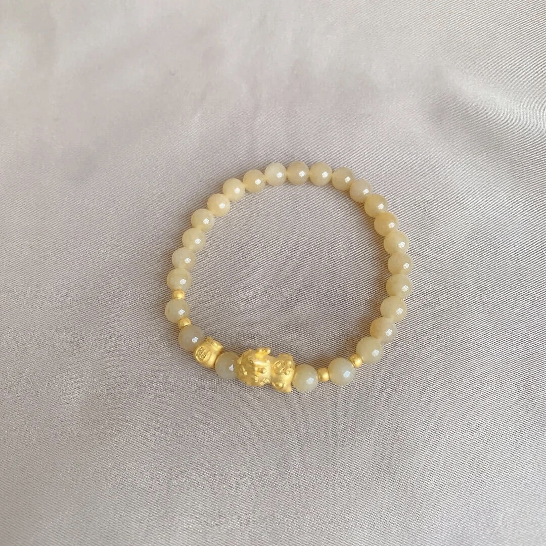 黄金貔貅3D硬金皮丘转运珠手链999足金福袋 送女友老婆情人节礼物