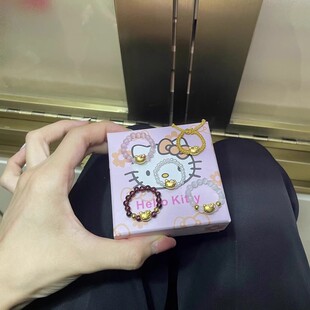 黄金hello kitty戒指足金999指环凯蒂猫送女友老婆七夕情人节礼物