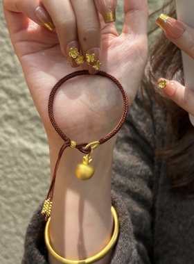 新款黄金吊坠999足金苹果手链圣诞平安夜礼物送女友老婆节日礼物