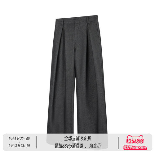 仿原牛立体工字褶A字阔型弯刀西裤通勤休闲裤长裤男女