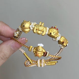 黄金3D足金999初音乌萨奇转运珠手链吊坠Chiikawa送女友七夕礼物