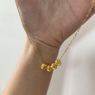 新款黄金古法猫眼小金珠足金999 送女友老婆七夕情人节礼物项链