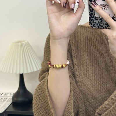 福袋蛇年纯金黄金小金蛇生肖蛇足金999手链女送女友老婆七夕礼物