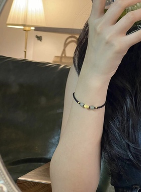 新款纯金黄金足金999福锁金珠手链红绳送女友老婆七夕情人节礼物