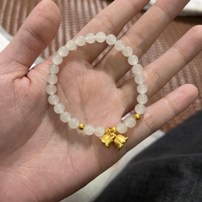 铃兰花古法小金珠999足金黄金纯金手链 送女友老婆七夕情人节礼