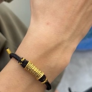 黄金手链饕餮图腾足金999男生手串纯金送男友送女友老婆七夕礼物