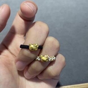 hello kitty黄金戒指足金999凯蒂猫kt猫指环送女友七夕情人节礼物