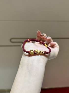 福袋蛇年纯金黄金小金蛇生肖蛇足金999手链女送女友老婆七夕礼物