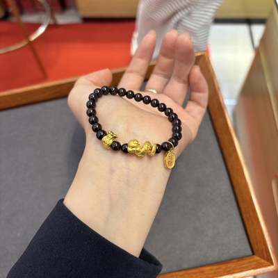 福袋蛇年纯金黄金小金蛇生肖蛇足金999手链女送女友老婆七夕礼物
