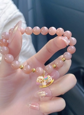 正品新款黄金足金999小木马摇摇马手链 送女友老婆七夕情人节礼物