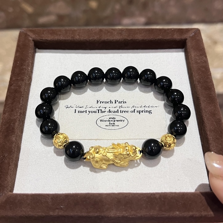 黄金貔貅3D硬金皮丘转运珠手链999足金手串 送女友老婆情人节礼物