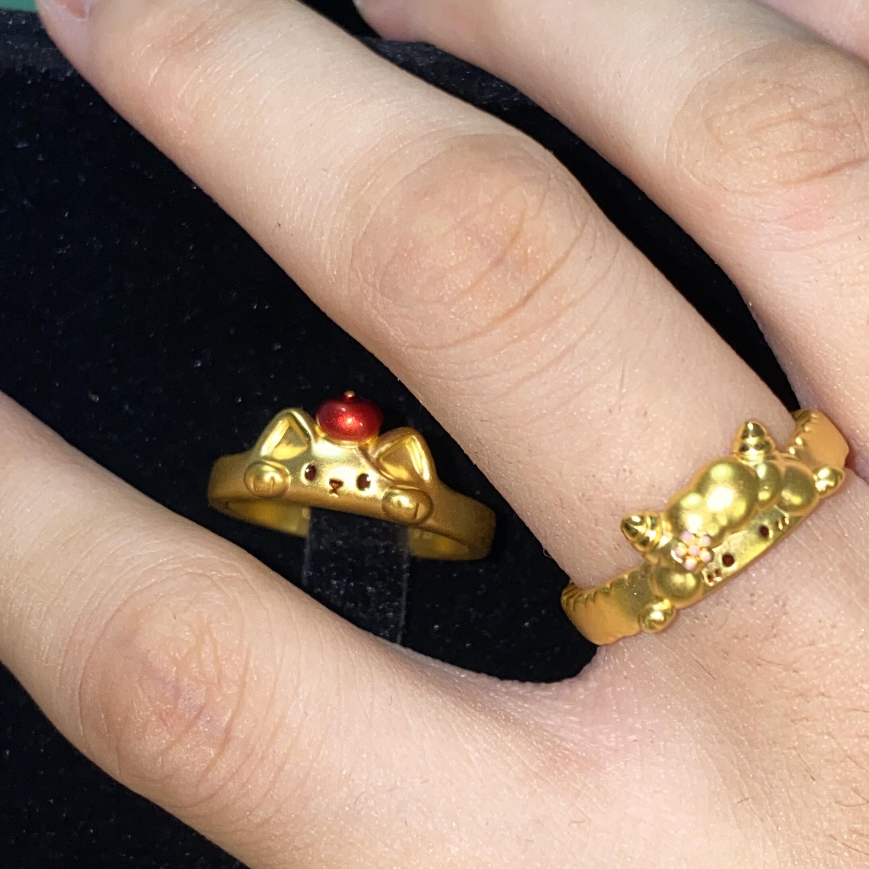 萌宠系列指环苹果宾狗黄金戒指足金999送女友老婆七夕情人节礼物