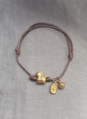 正品新款黄金足金999小福马摇摇马手链 送女友老婆七夕情人节礼物