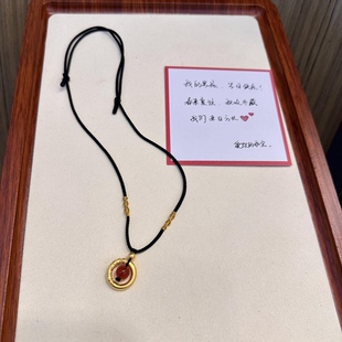 新款黄金吊坠999足金平安扣小金珠项链女 送女友七夕情人节礼物