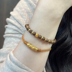 正品新款黄金足金999手链女红绳碎金子小金圈 送女友老婆七夕礼物