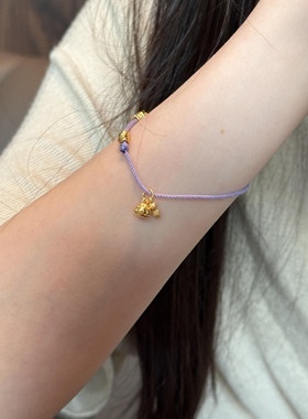 新款滴流黄金足金999手链女手串碎金子小金圈 送女友老婆七夕礼物