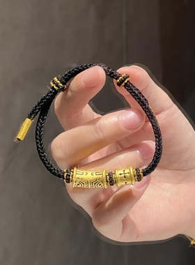 黄金黑金刺青信念饕餮图腾手链男999足金送女友男友老婆七夕礼物
