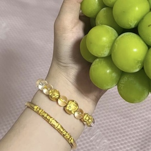 KT猫黄金hello Kitty凯蒂猫手链999足金送女友老婆七夕情人节礼