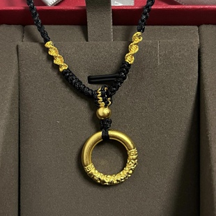 新款黄金吊坠999足金平安扣小金珠项链女 送女友七夕情人节礼物