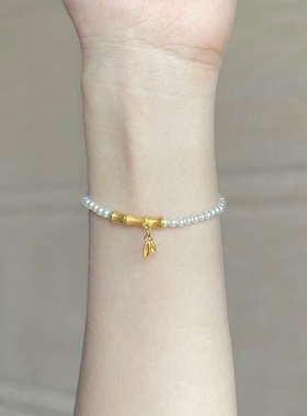正品足金999黄金竹节手链节节高升手串 送女友老婆七夕情人节礼