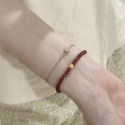 古法小金珠999足金黄金纯金手链手串新款 送女友老婆七夕情人节礼