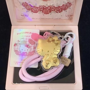 hello kitty黄金手机挂件足金999凯蒂猫kt猫送女友七夕情人节礼物