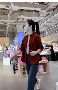 洋气减龄宽松显瘦上衣外套 女士春秋款 轻熟法式 简约休闲灯芯绒衬衫