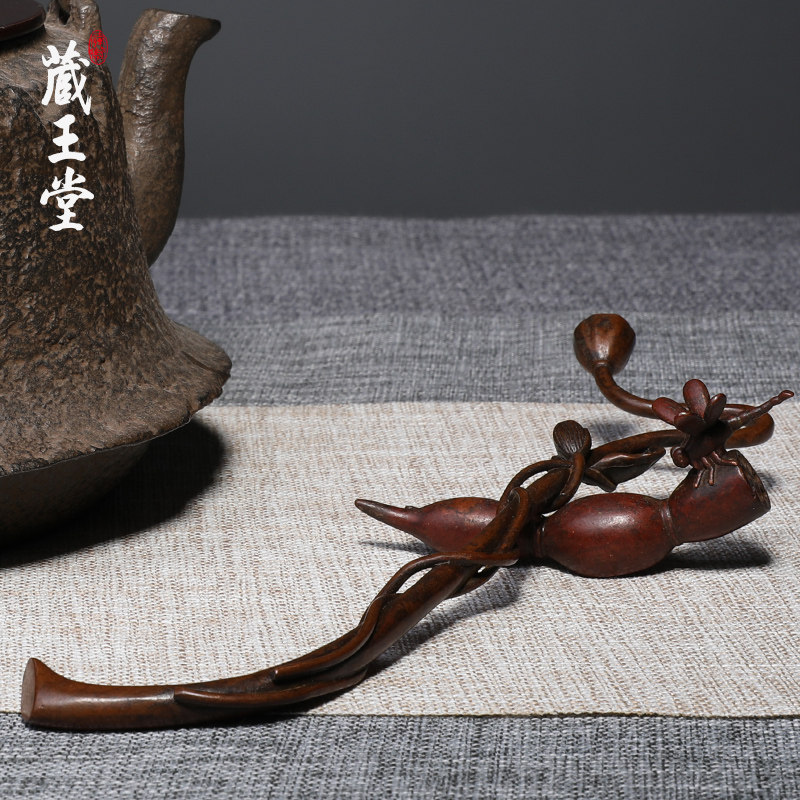 雨宫宗 回流经典纯铜莲花香插复古荷叶青蛙香插茶宠紫铜插香莲蓬