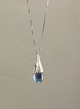 s925纯银水滴猫眼石项链女简约温婉气质百搭设计高级感玉石锁骨链